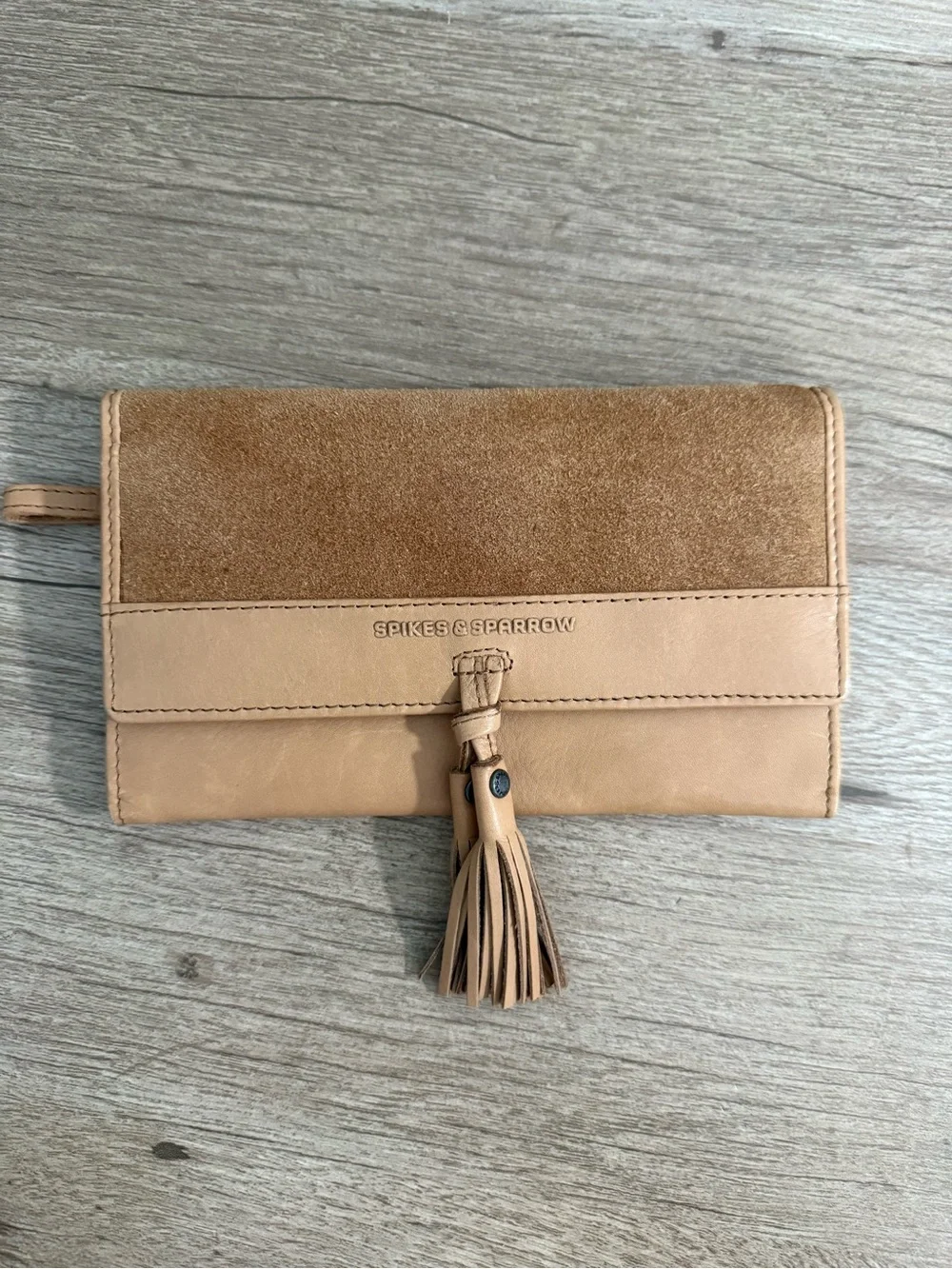 Spikes & Sparrow Tan Leather Tassel Wallet, NWT